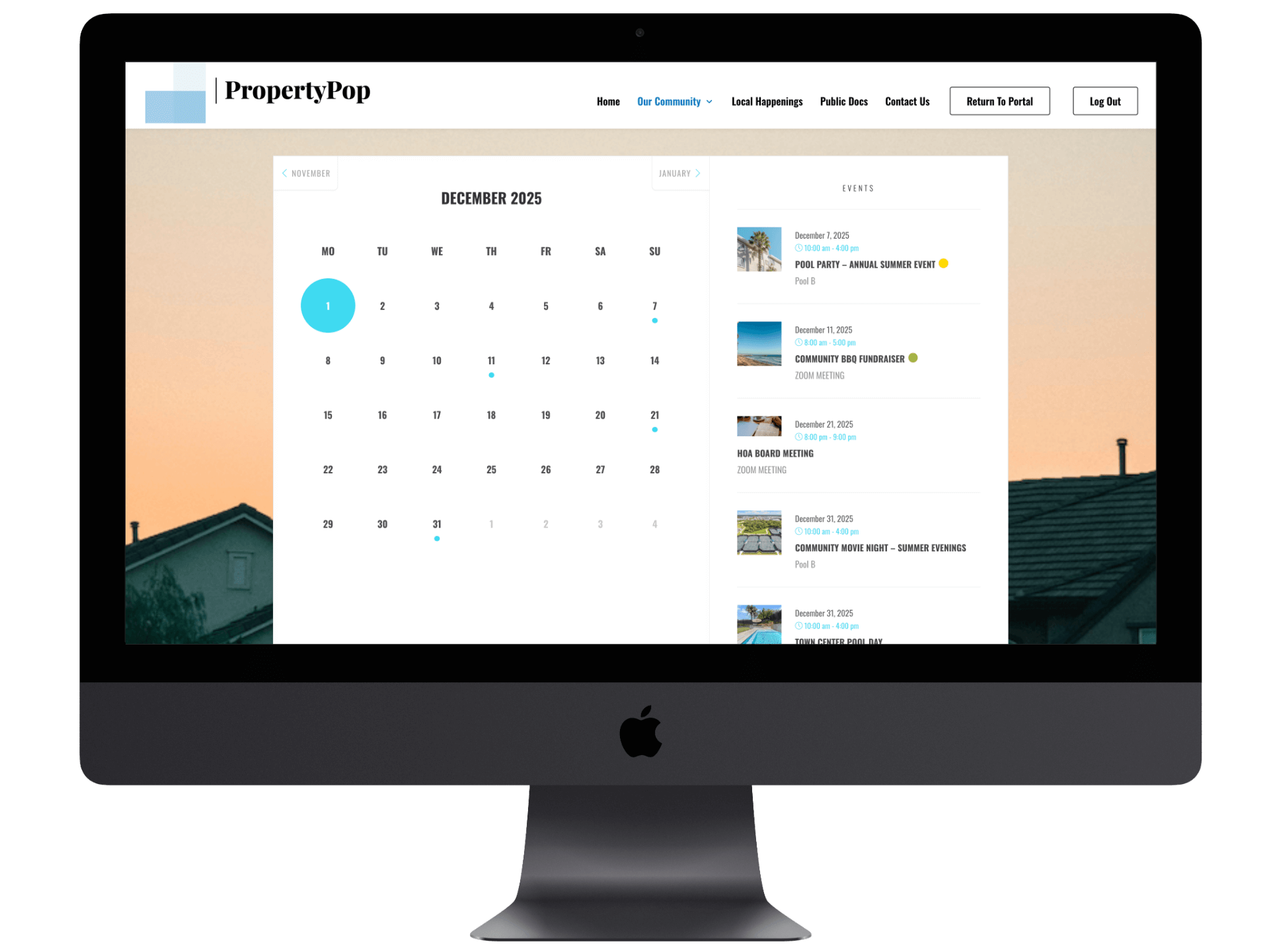 HOA Website Community Calendar Feature