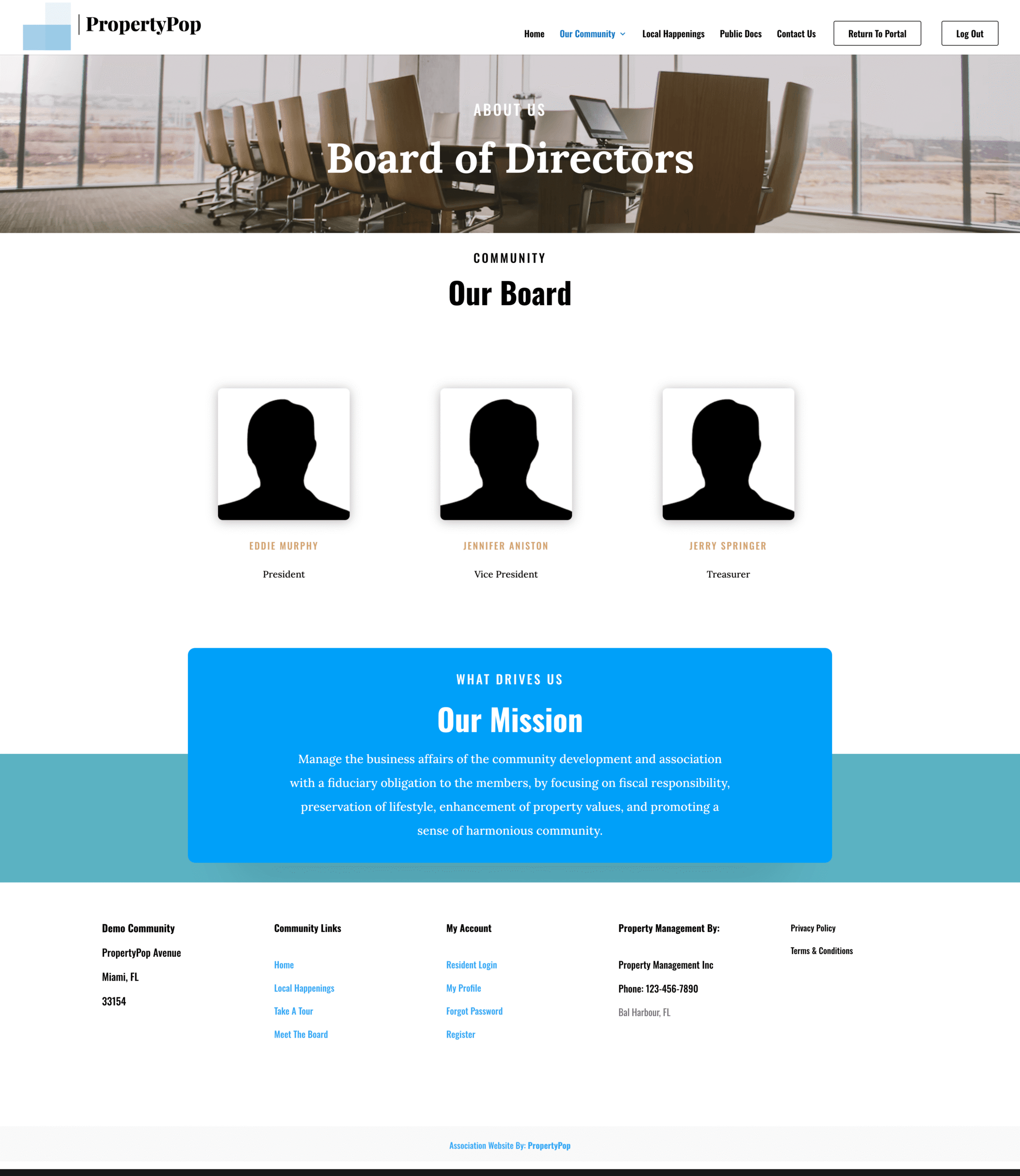 HOA Website Template Board of Directors Page Layout HOA Website Template Board of Directors Page Layout