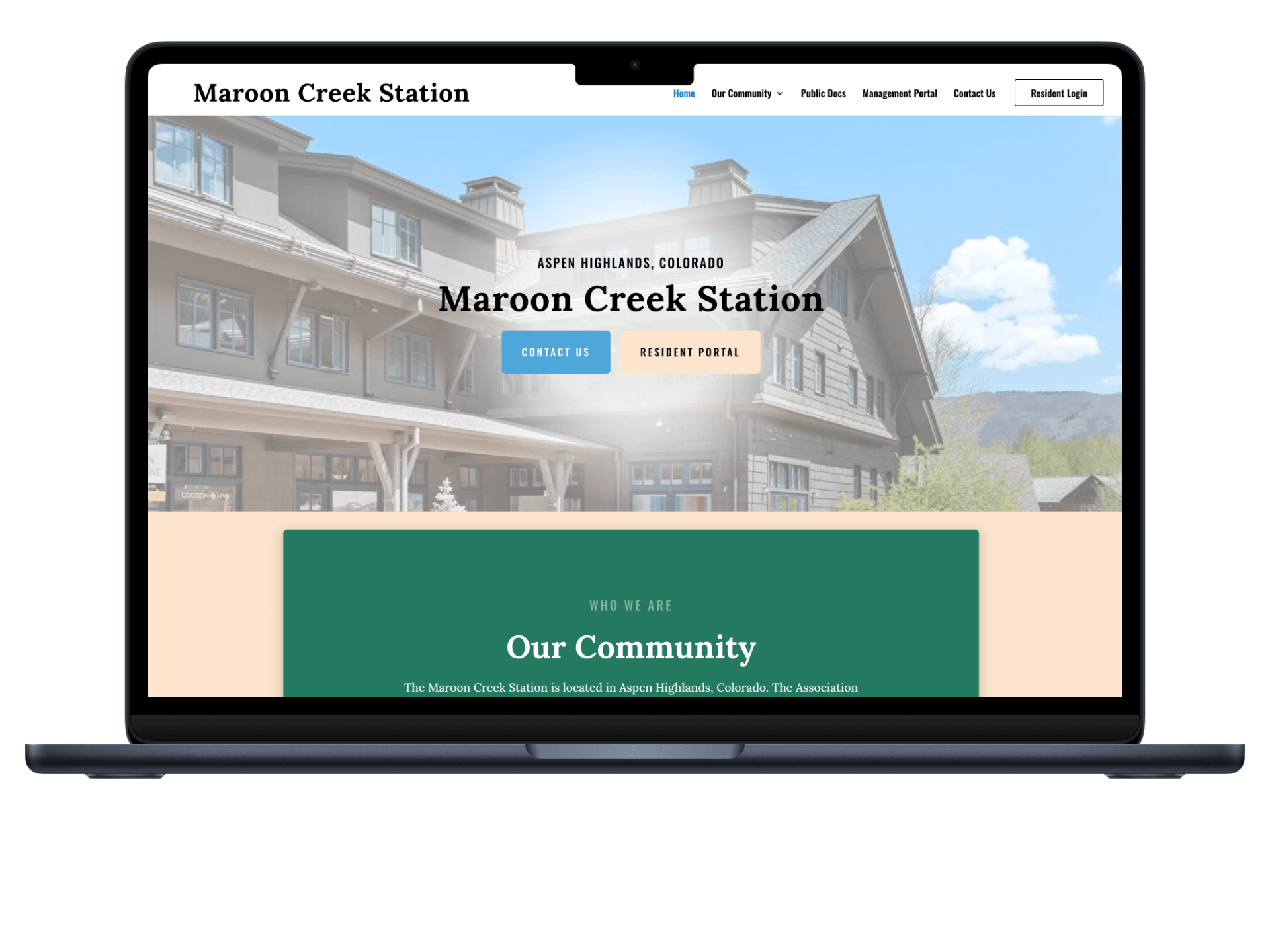 Maroon Creek Condo Website in Aspen, Colorado built by PropertyPop - Our Community Page Association Information