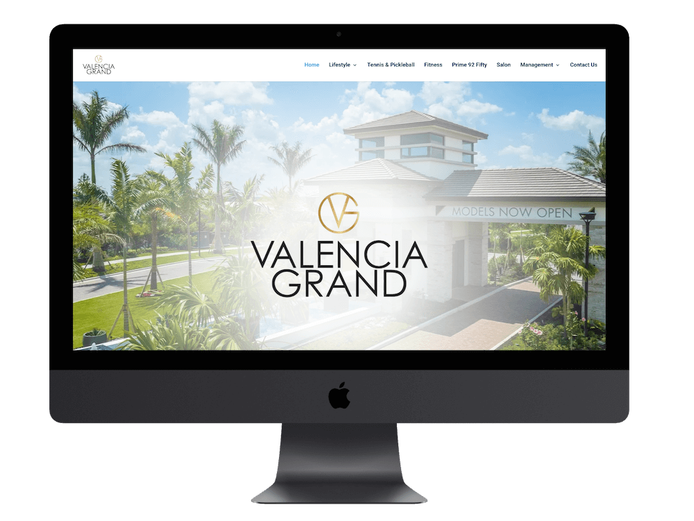 Valencia Grand website in Boynton Beach, FL built by PropertyPop - The Community Entrance on the About Our Community Page