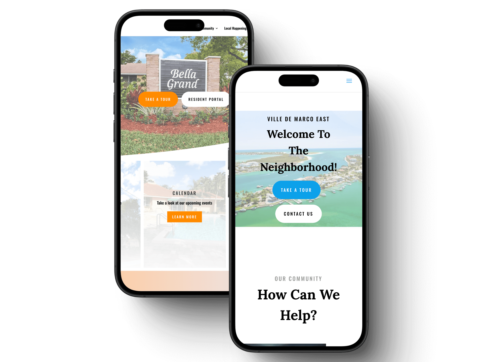 mobile version showing the calendar of events for a HOA website using Astrada wordpress theme